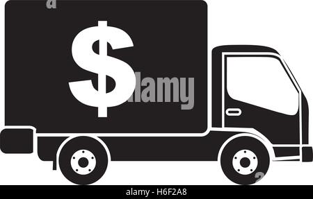 delivery truck with cash sign  icon image vector illustration design Stock Vector