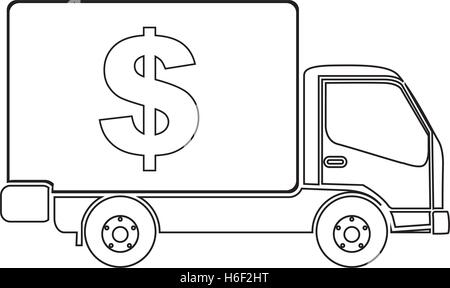 delivery truck with cash sign  icon image vector illustration design Stock Vector