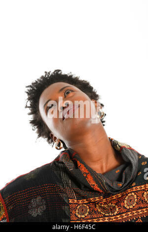 Young African-American Woman with White Background (series) Stock Photo