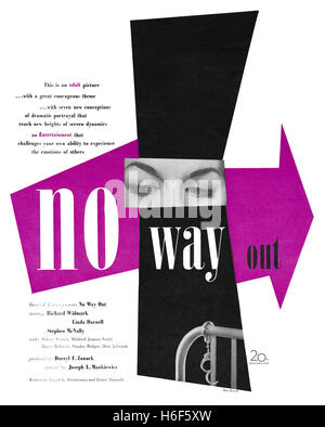 1950 US advertisement, designed by Paul Rand, for the film No Way Out starring Richard Widmark, Linda Darnell and Stephen McNally Stock Photo