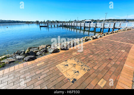 Decorated pavement near Merimbula Marina, Sapphire Coast, New South Wales, NSW, Australia Stock Photo