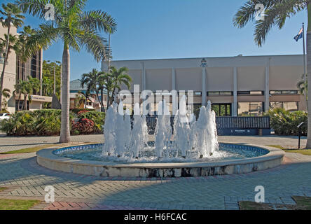 George Town Harbour, Grand Cayman, Cayman Islands, Caribbean, West Indies, Water Fountain Stock Photo