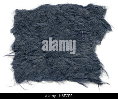 Texture of navy blue rice paper with torn edges. Isolated on white background. Scanned at 2400dpi using a professional scanner. Stock Photo