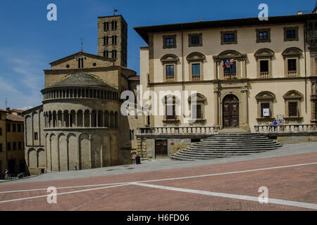 Piazza Grande Santa Maria della Pieve church in Arezzo Tuscany