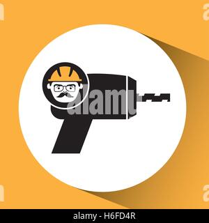construction man and drill graphic vector illustration Stock Vector
