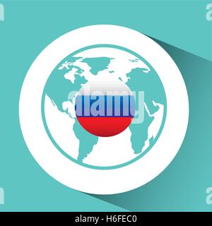 flag russia pin map design isolated vector illustration Stock Vector