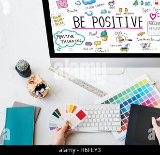 Positivity Message Cartoon Illustrations Concept Stock Photo