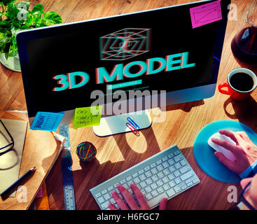3D Three Dimensional Futuristic Display Modern Concept Stock Photo