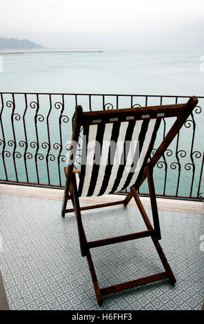 Balcony with seaview of Vietri sul Mare, Costiera Amalfitana, Salerno, Campania, Italy, Europe Stock Photo