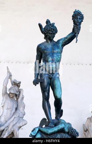 Benvenuto Cellini's statue Perseus With the Head of Medusa in the Piazza della Signoria square, Florence Stock Photo