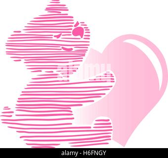 Cute Little Teddy Bear Holding Heart Stock Vector