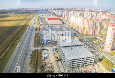 Bird eye view on shopping center construction Stock Photo