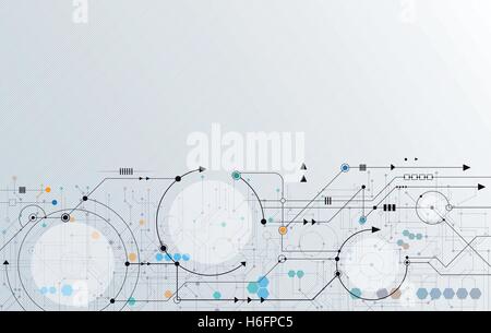 Vector Abstract futuristic circuit board, Illustration high computer technology dark blue color background. Stock Vector