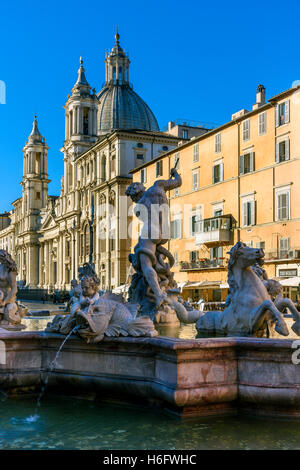 Fountain of Neptune, Piazza Navona, Rome, Lazio, Italy Stock Photo