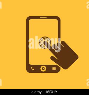 The click on the screen mobile phone icon. Smartphone symbol. Flat Vector illustration Stock Vector