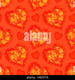 Seamless Pattern, Hearts with Butterflies Stock Vector