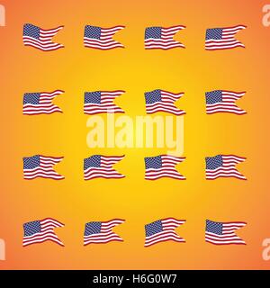 Illustration of a waving flags set collection of the United States of America. Independence Day Stock Vector