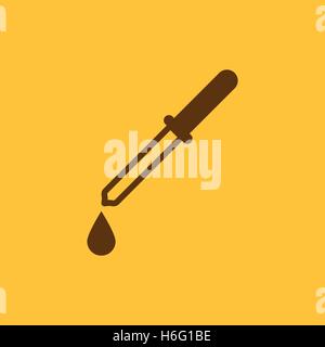 The pipette icon. Dropper and eyedropper, analysis, chemistry symbol. Flat Vector illustration Stock Vector