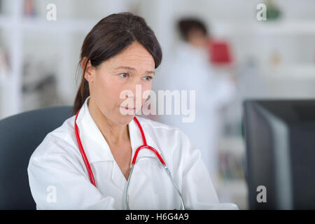 scientist using laptop in laboratory Stock Photo