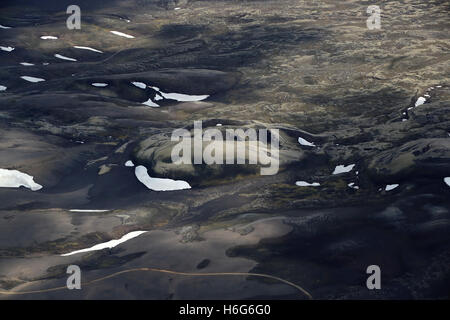 Aerial view, Laki craters, Laki or Lakagígar vulcanic fissure, Iceland, Europe Stock Photo