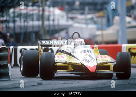 Alain Prost Formula 1 Renault-Turbo 1981 Monaco Stock Photo