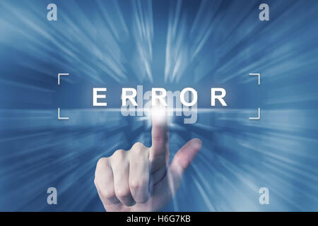 hand clicking on error button with zoom effect background Stock Photo