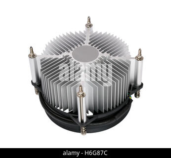 Close-up shot of computer CPU cooler isolated on a white background Stock Photo