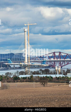 Building New Forth Bridge, bridges, west lothian, Edinburgh, Scotland, UK Stock Photo