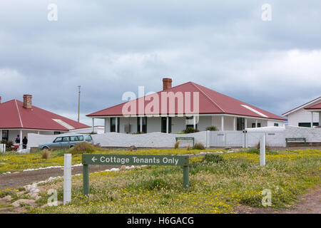 Lighthouse keeper cottages in Cape Willoughby Conservation area on the coast of Kangaroo island in South Australia Stock Photo