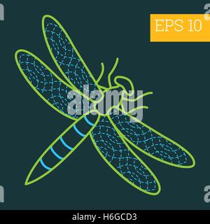 dragonfly insect outline vector Stock Vector