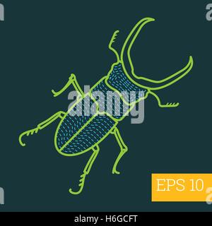 stag beetle insect outline vector Stock Vector