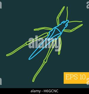 katydid locust insect outline vector Stock Vector