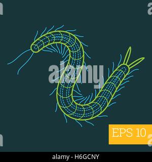 millipede insect outline vector Stock Vector