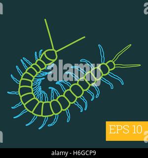 centipede insect outline vector Stock Vector