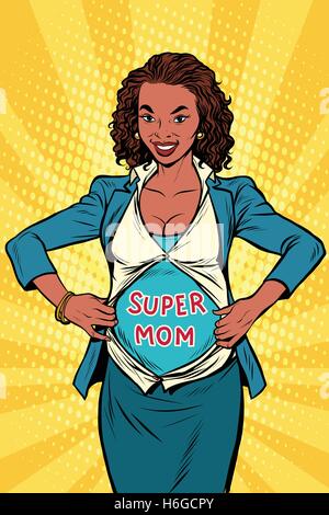 Super mom African businesswoman Stock Vector