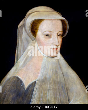 Mary Queen of Scots (1542-1587), portrait in white mourning, probably a 19th century replica after an image of 1561, oil on panel. Stock Photo