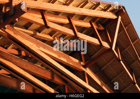 Wooden roof construction. Stock Photo