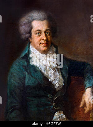 Mozart Portrait. Wolfgang Amadeus Mozart (1756–1791) by Johann Georg Edlinger, c.1790 Stock Photo