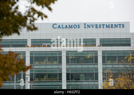 A logo sign outside of the headquarters of Calamos Asset Management in Naperville, Illinois on October 15, 2016. Stock Photo