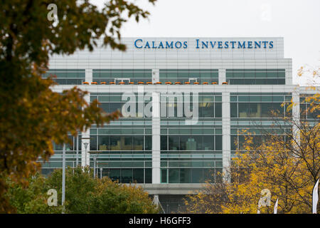 A logo sign outside of the headquarters of Calamos Asset Management in Naperville, Illinois on October 15, 2016. Stock Photo