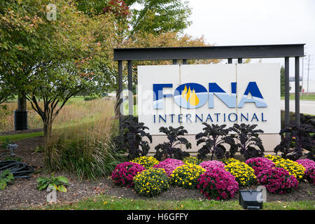 A logo sign outside of the headquarters of FONA International, Inc., in Geneva, Illinois on October 15, 2016. Stock Photo