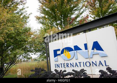 A logo sign outside of the headquarters of FONA International, Inc., in Geneva, Illinois on October 15, 2016. Stock Photo