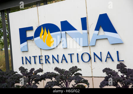 A logo sign outside of the headquarters of FONA International, Inc., in Geneva, Illinois on October 15, 2016. Stock Photo