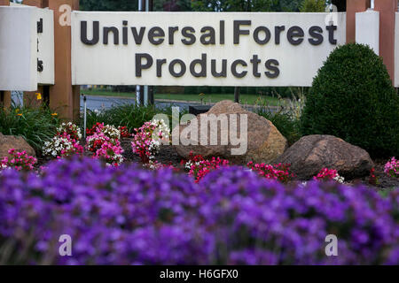 A logo sign outside of the headquarters of Universal Forest Products in Grand Rapids, Michigan on October 16, 2016. Stock Photo