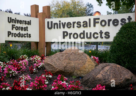 A logo sign outside of the headquarters of Universal Forest Products in Grand Rapids, Michigan on October 16, 2016. Stock Photo