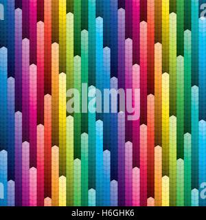 3d Colorful piles of cubes seamless pattern. Tileable vector background. Stock Vector