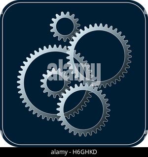 Gears ( Cog wheels ) set with 3d effect on white background. Teamwork concept symbol. Vector EPS10. Stock Vector