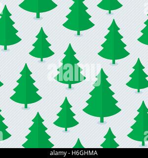 Christmas tree seamless pattern in flat style. Stock Vector