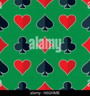 Card suit seamless pattern in flat style vector background. Stock Vector