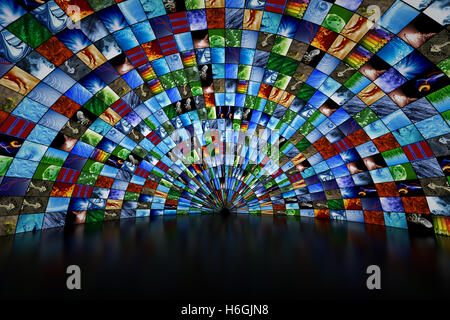 Giant multimedia video and image wall Stock Photo